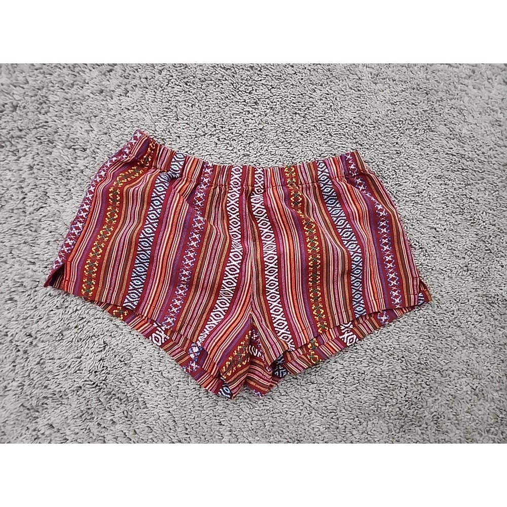 Forever 21 Shorts Womens M Red Aztec Striped Pull On Inseam: 2" Boho Festival